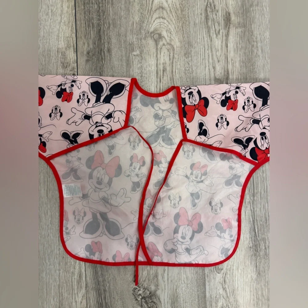 Disney Minnie Mouse Kids long sleeve bib  - Pink and Red